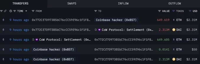 Coinbase hacker’s crypto purchases. Source: Arkham