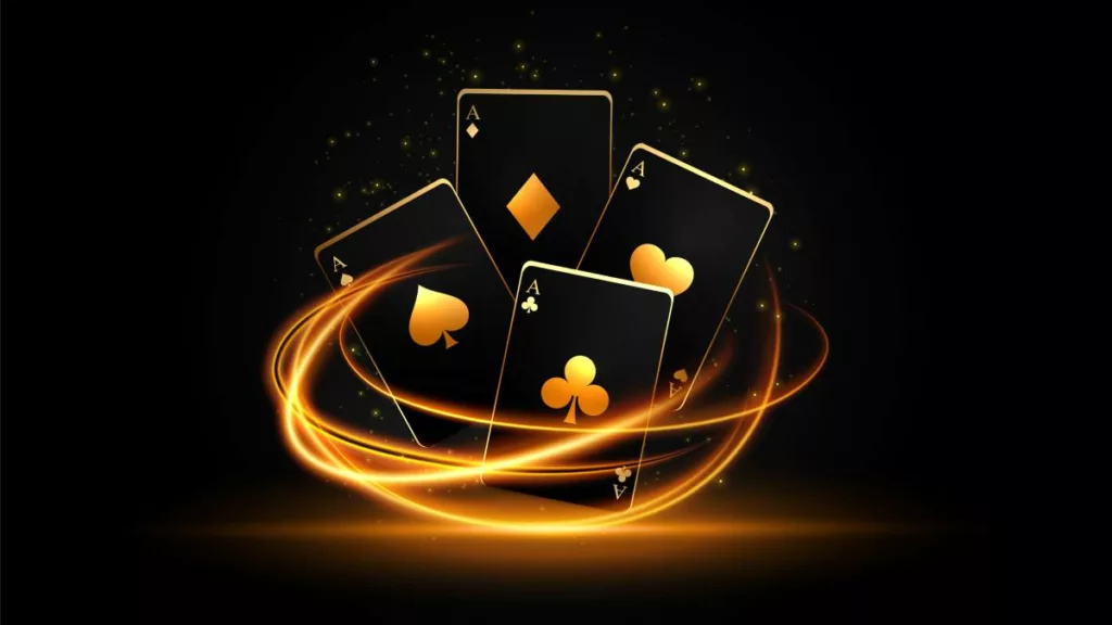dark casino ace card gambling banner with light streak effect vector