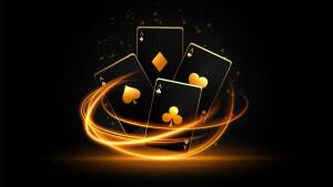 dark casino ace card gambling banner with light streak effect vector