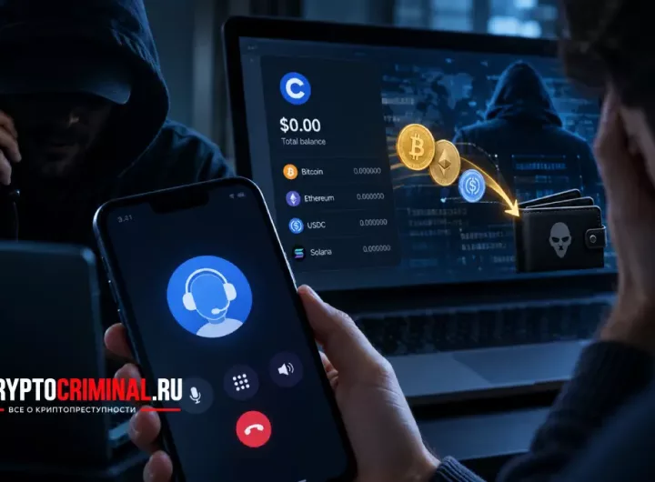 Мошенничество с поддельной поддержкой Coinbase и кражей криптовалюты