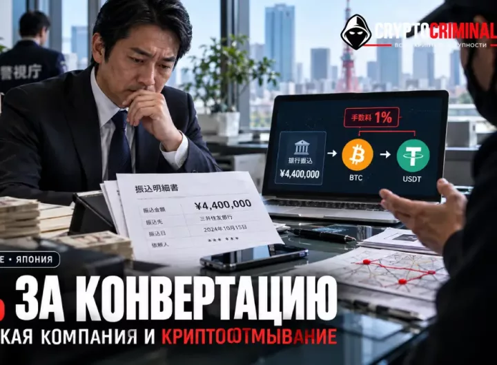 Расследование в Японии предполагаемой схемы конвертации преступных доходов через Bitcoin и USDT за комиссию 1%