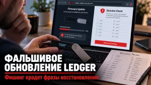 Поддельное обновление Ledger запрашивает 24 слова фразы восстановления
