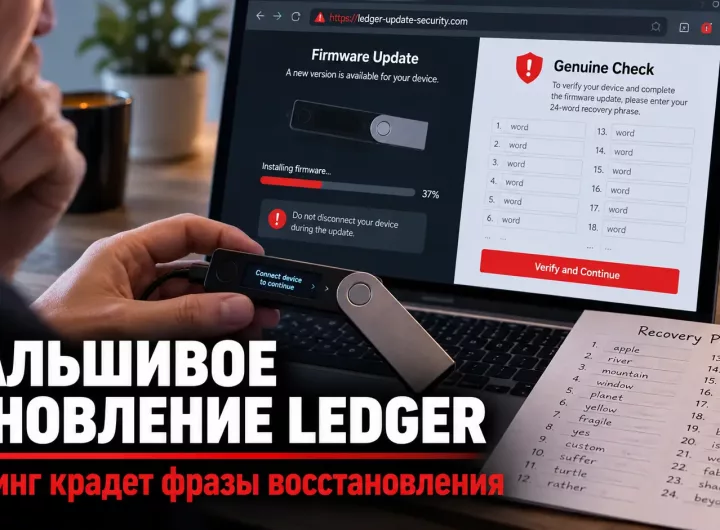 Поддельное обновление Ledger запрашивает 24 слова фразы восстановления